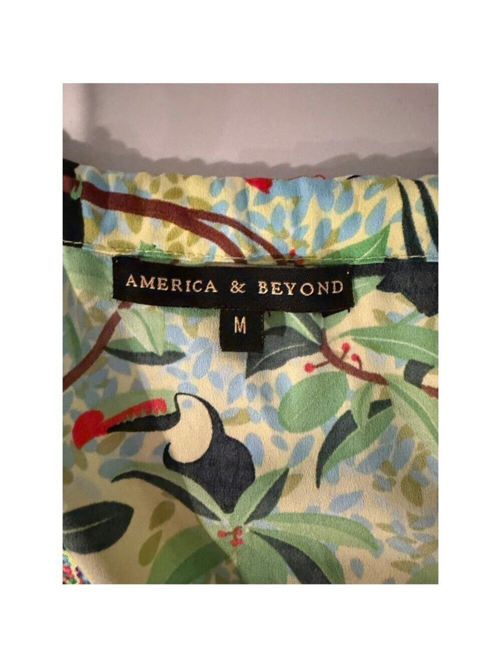 America & Beyond Green Tropical Print Maxi Dress M - Picture 5 of 11